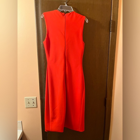 IEENA for Mac Duggal red/orange midi dress with slit - Picture 3 of 6